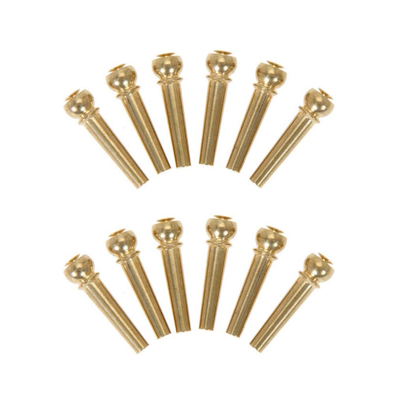 lasenersm 12 Pieces Brass Guitar Bridge Pins Guitar Bridge Strings Nail Pins Guitar Parts Replacement, Golden - Image 1
